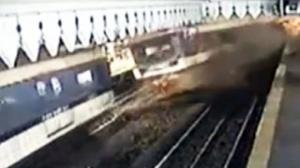 Watch Bus Crash Causes Double Train Crash Video