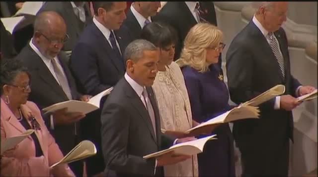 Watch Obamas, Bidens Attend Cathedral Prayer Video