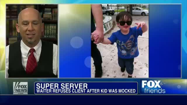 Watch Waiter Michael Garcia told a man making comments about a 5-year-old boy with Down syndrome that he couldn't serve him. Video