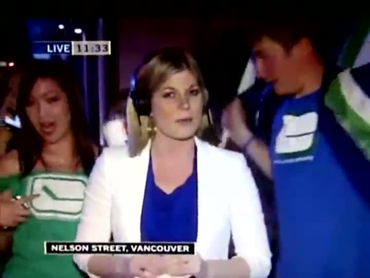 Watch Hot News Reporter Ambushed By Crazy Canucks Hockey Fans Video