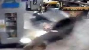 Watch Car Crashes Into Gas Pumps Video