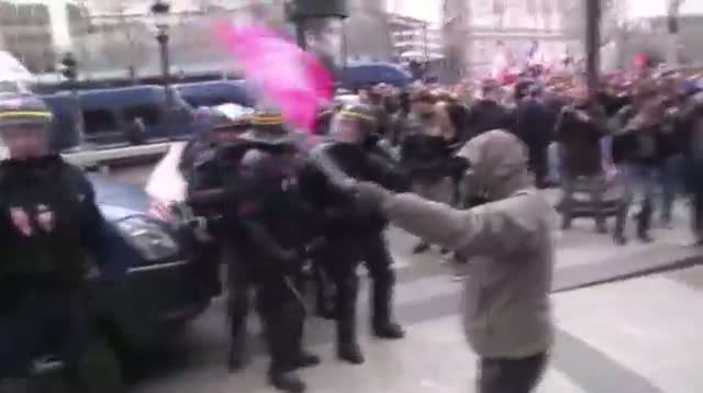 Watch Tear Gas Used Against Protesters in France Video