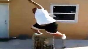 Watch Fat Boy Jumps Over Dog Cage Video