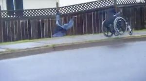 Watch Wheelchair Race Ends With A Crash Video