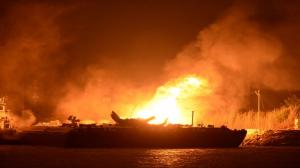 Watch Carnival Ship Evacuated After Fuel Barge Explosions Video