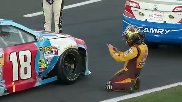 Watch Cable Causes Red Flag and Damage for Kyle Busch Video