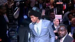 Watch NBA Draft: Lucas 'Bebe' Nogueira shows off his Afro on draft night! Video