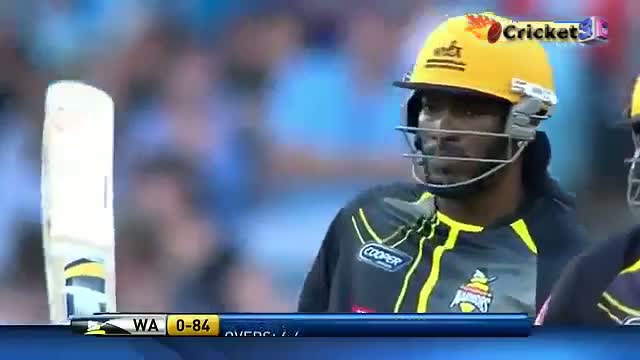 Watch Chris Gayle Hits 6 6 6 4 4 6 to Smith 32 runs in 1 over Video