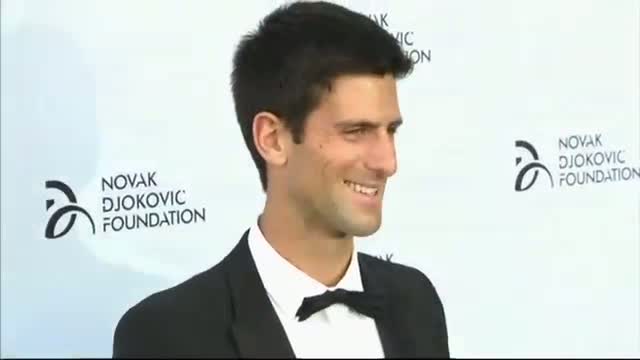 Watch Gerard Butler and Wimbledon runner-up Novak Djokovic join forces at charity gala Video
