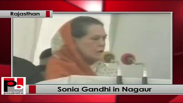 Watch Sonia Gandhi at Nagaur (Rajasthan) highlights Congress-led UPA's historic policies Video