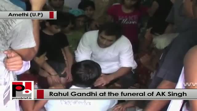 Watch Rahul Gandhi in Amethi at the funeral of IAF officer killed in U'Khand Video