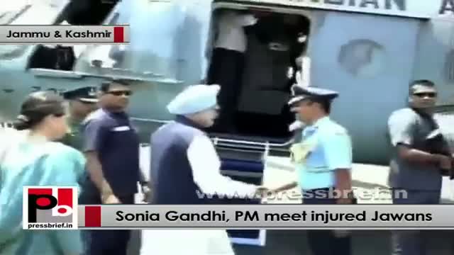 Watch Sonia Gandhi, PM meet jawans injured in the Srinagar militant attack Video