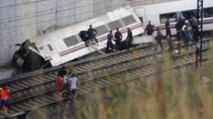 Watch Spain train crash: Twisted carriages after train derails at high-speed at Santiago de Compostela Video