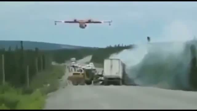 Watch  Water Bomber Puts Out Traffic Crash in Spectacular Style Trans-Lab highway  Video