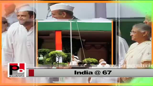 Watch Sonia Gandhi, Rahul Gandhi at 67th Independence day celebration Video