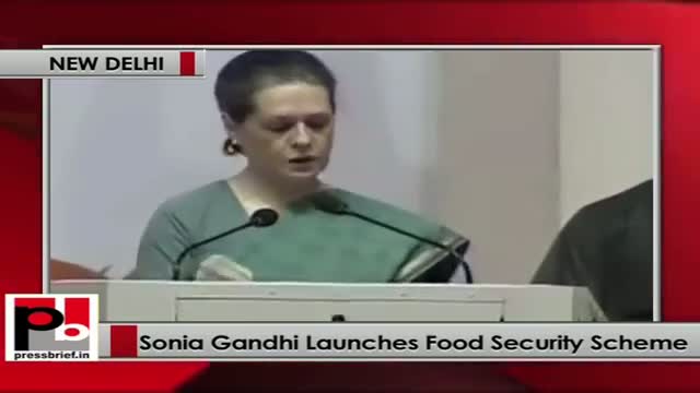 Watch Congress President Sonia Gandhi launches Food Security Scheme in Delhi Video