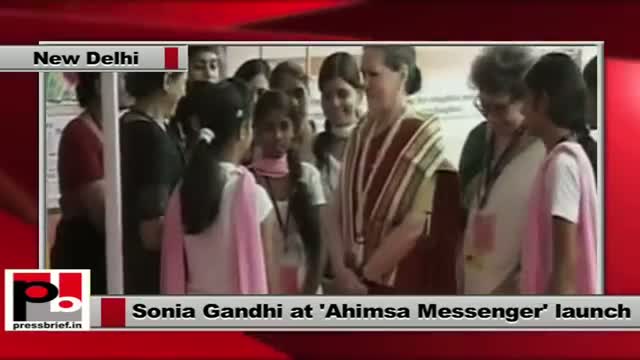 Watch Sonia Gandhi launches Ahimsa Messenger - an initiative to curb violence against women Video