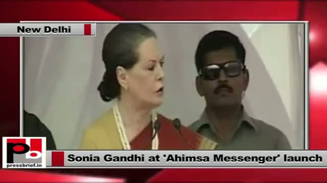 Watch Sonia Gandhi speaks after the launch of Ahimsa Messenger in New Delhi Video