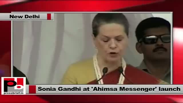 Watch Sonia Gandhi at Ahimsa Messenger launch expresses concerns over atrocities against women Video