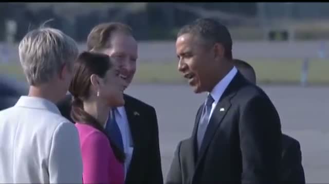 Watch President Obama Arrives in Sweden Video