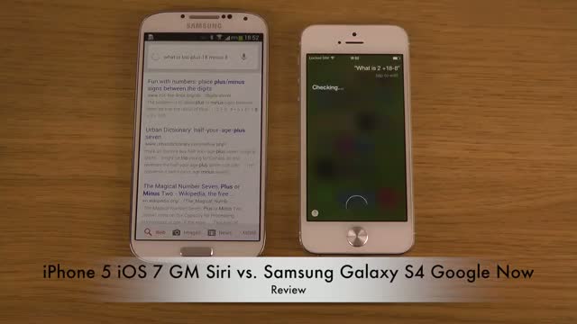 Watch iPhone 5 iOS 7 GM Siri vs. Samsung Galaxy S4 Google Now - Review Video