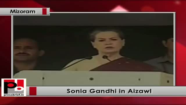 Watch Sonia Gandhi in Mizoram speaks at the function after launching food security programme Video