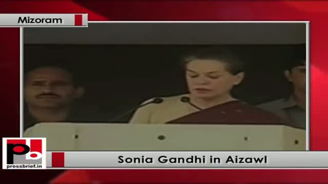 Watch Sonia Gandhi in Mizoram: Food Security Bill will end malnourishment and hunger Video