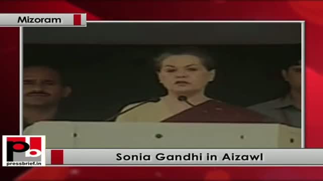 Watch Sonia Gandhi in Mizoram enlists development works done by the Congress Govt Video