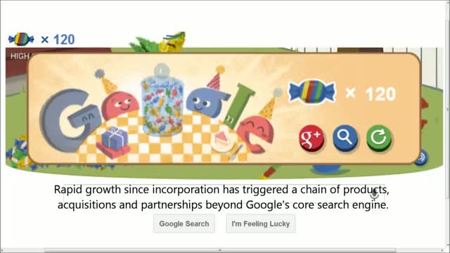 Watch Google's 15th Birthday celebrated by Interactive Doodle Video