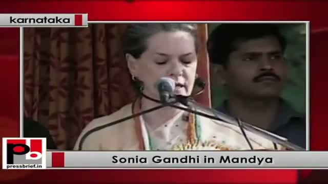 Watch Sonia Gandhi addresses a massive Congress rally in Mandya (Karnataka) Video