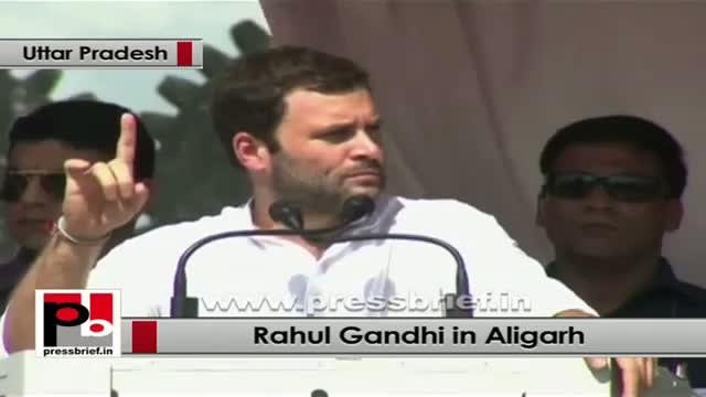 Watch Rahul Gandhi in Aligarh: Congress-led UPA Govt gives right to the people Video