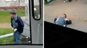 Watch This Guy Is So Drunk He Can't Even Ride On The Tram Video