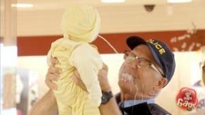 Watch Just for Laughs Gags - Adorable Baby Pukes on Cop Video