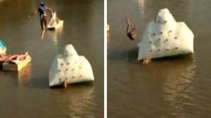 Watch Blob Launch Sends Girl Into Floating Iceberg Video