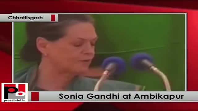 Watch Sonia Gandhi in Ambikapur (Chhattisgarh) slams BJP; says it betrayed the people of the state Video