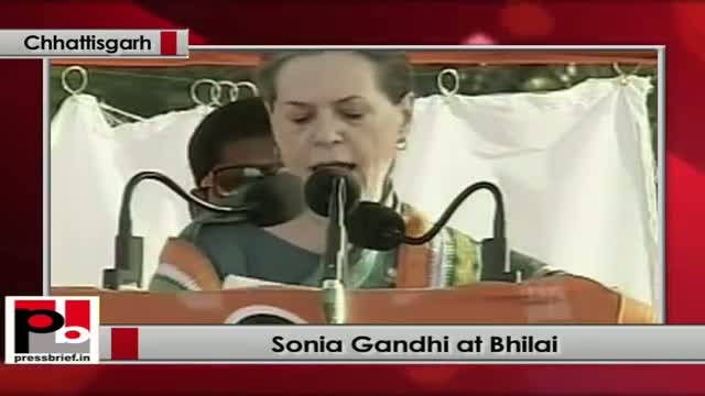 Watch Sonia Gandhi in Bhilai (Chhattisgarh) speaks at a Congress election rally Video
