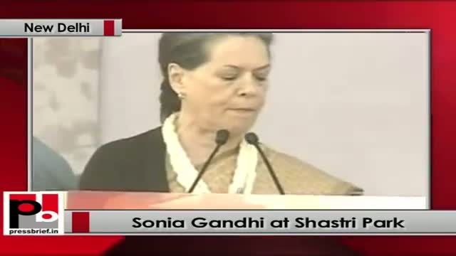 Watch Sonia Gandhi speaks at Congress election rally at Shastri Park (New Delhi) Video