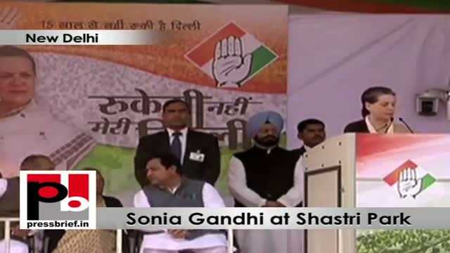 Watch Sonia Gandhi addressing Congress election rally at Shastri Park, New Delhi Video