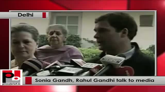 Watch Sonia Gandh, Rahul Gandhi talk to media after the assembly poll results Video