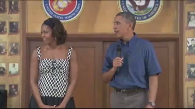 Watch Obama Visits Marines During Christmas Dinner Video