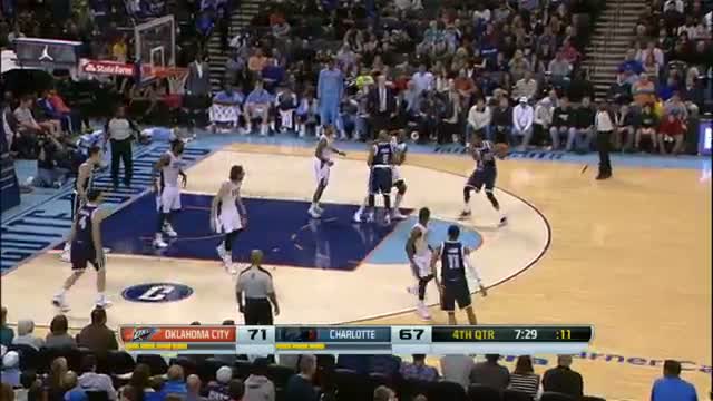 Watch NBA: Kevin Durant's Double-Double Helps Thunder Over Bobcats Video