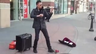 Watch Amazing Street Performer With Violin And Looping Pedal... Video
