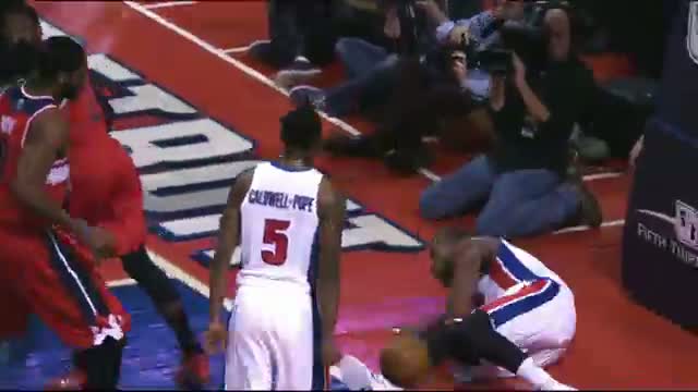 Watch NBA: Greg Monroe Climbs Over Wall for the Slam Video