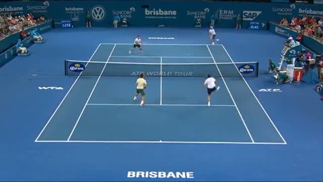 Watch Rojer and Tecau v Federer and Mahut - Highlights Men's Doubles Round 1: Brisbane International 2014 Video