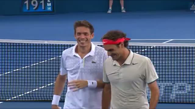 Watch Roger Federer Freak Smash - Brisbane International 2014 Video