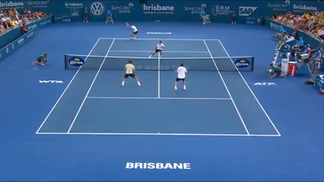 Watch Federer & Mahut v Chardy & Dimitrov - Highlights Men's Doubles Round 2: Brisbane International 2014 Video