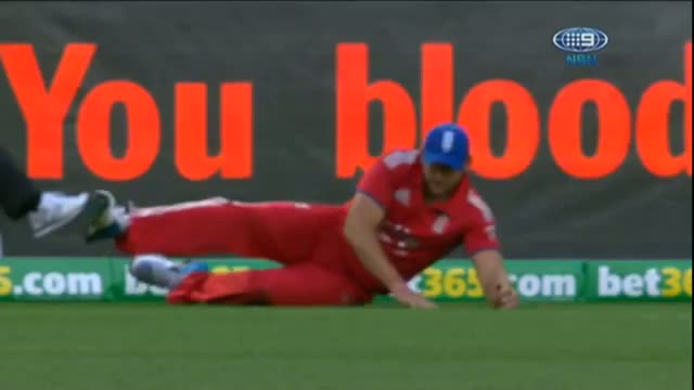 Watch Aus v Eng 2014 ODI - Game 1 MCG - Tim Bresnan Shocking Fielding On Boundary Line - 12 January 2014 Video