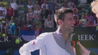 Watch Novak Djokovic impersonates Boris Becker - 2014 Australian Open Video