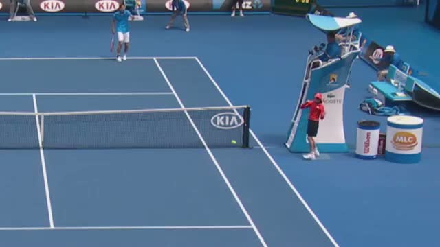 Watch Ball Kid gets hit in the face - 2014 Australian Open Video