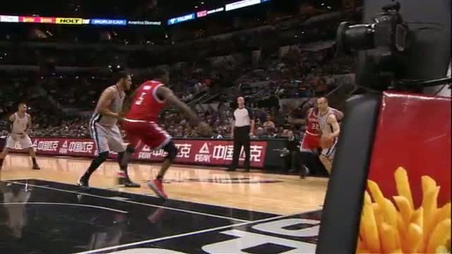 Watch NBA: Manu Ginobili Assists Jeff Ayres Through Epke Udoh's Legs Video
